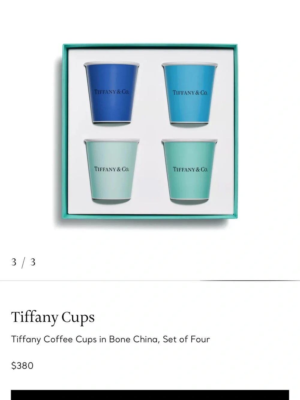 Tiffany & Co. Four-Piece Blue Gradient Coffee Cup Set